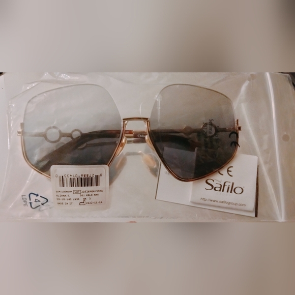 Jimmy Choo Geometric Rose Gold "Chloe" Framed Navy Blue Lens Sunglasses. NWT